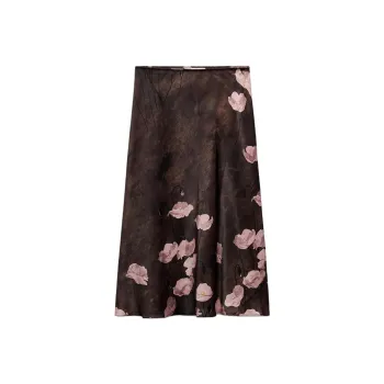 ZARA ZW Series Casual Long Skirts Women's Brown