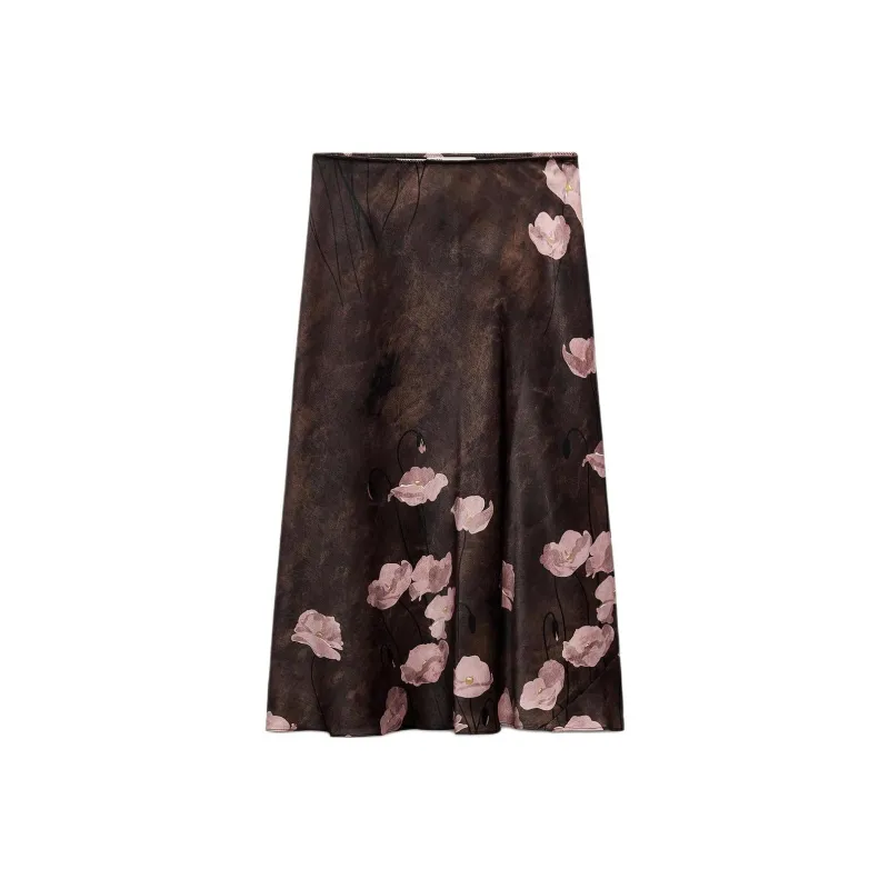 ZARA ZW Series Casual Long Skirts Women's Brown-0
