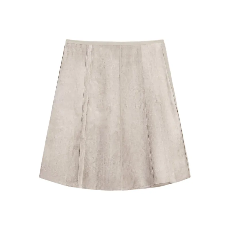 Massimo Dutti Casual Long Skirts Women's Taupe-0