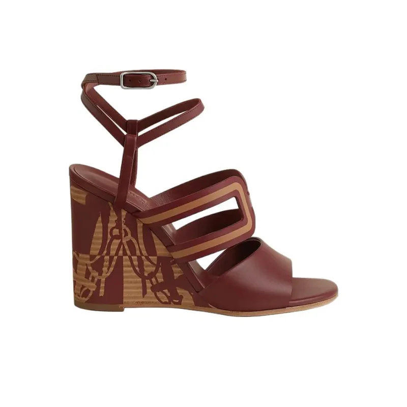 HERMES Klara One Strap Sandals 10cm Women's Dark Red-1