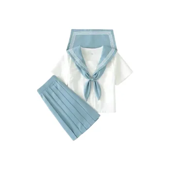 Shuhao Bai Uniforms Women's Short Sleeved Top+42A Skirt Clothing Set Includes Baby Bandana Bibs