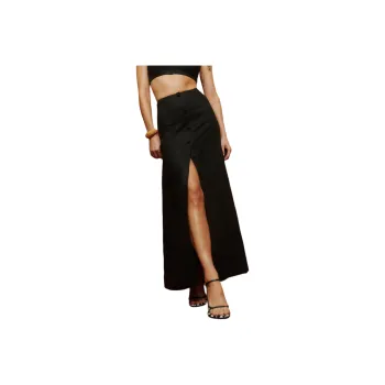 REFORMATION Andi Linen Maxi Skirt Casual Long Skirt Women's Black