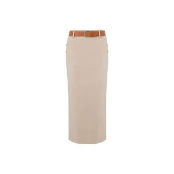 MOSCHINO Belted Buckle Detailed Midi Skirt