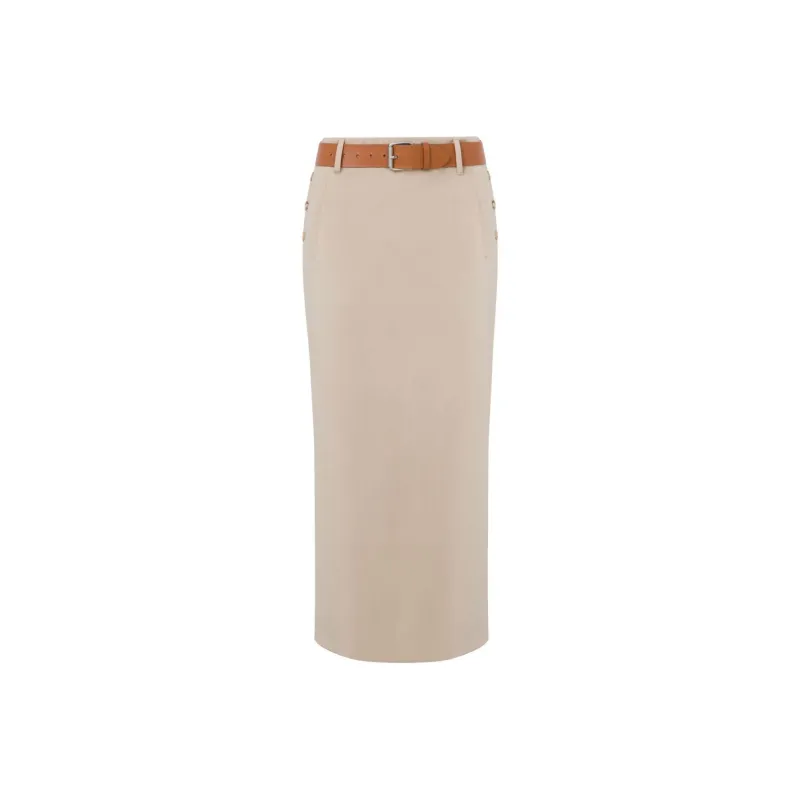 MOSCHINO Belted Buckle Detailed Midi Skirt-0
