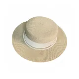 Beige Pearl Satin Straw Hat