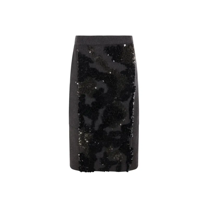 Plan C Sequin embellished Midi Skirt-0