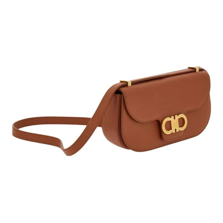 FERRAGAMO GANCINI Cow Leather Shoulder Bag Mini Women's Brown Red-3