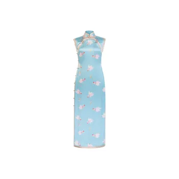 YICHENGFENGXU Cheongsam Women's Light Blue