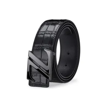 GUSKI Top Grain Cow Leather Trendy Belt Premium Elegance Pants Strap For Men Men's Silver Gold Width  3.8cm