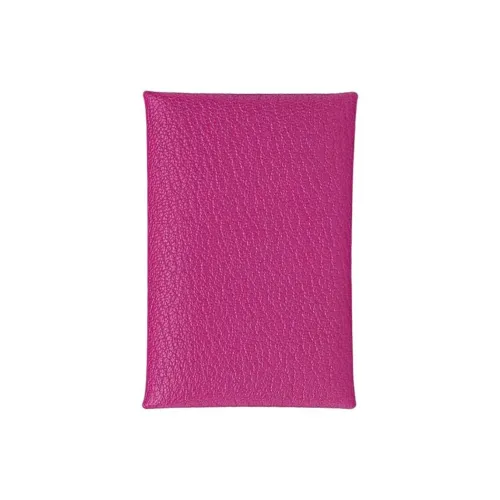 HERMES Calvi Mysore Goat Skin Card Holder Women's 9I Magnolia Pink