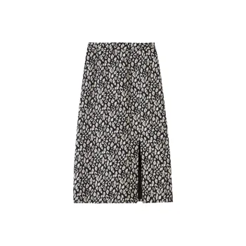 SHUIYUNJIAN Casual Long Skirts Women's Black Floral