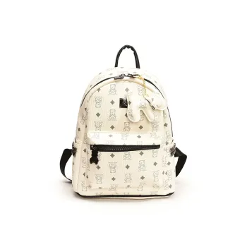 RIVMIND PU Backpack Women's Black And White/Ecru Black/Pink/Brown