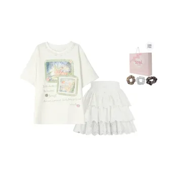 SNBL Skirt Set Women's White T Shirt/White Skirt