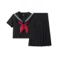 Short-Sleeved Top+Midi Dress Clothing Set (Includes Red Bow Tie)