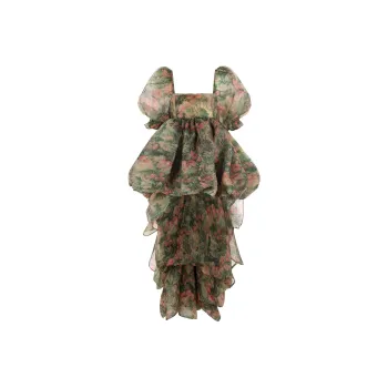 Selkie Collection Evening Dress Women's Apricot With Grimm's Wonderland Print