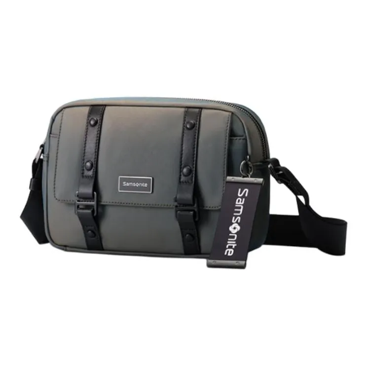 SAMSONITE Fabric Shoulder Bag, Crossbody Bag Medium Size Men's Gray Green-1