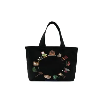 JW Anderson Print Tote Bag, Shopping Bag, Handbag Women's Black