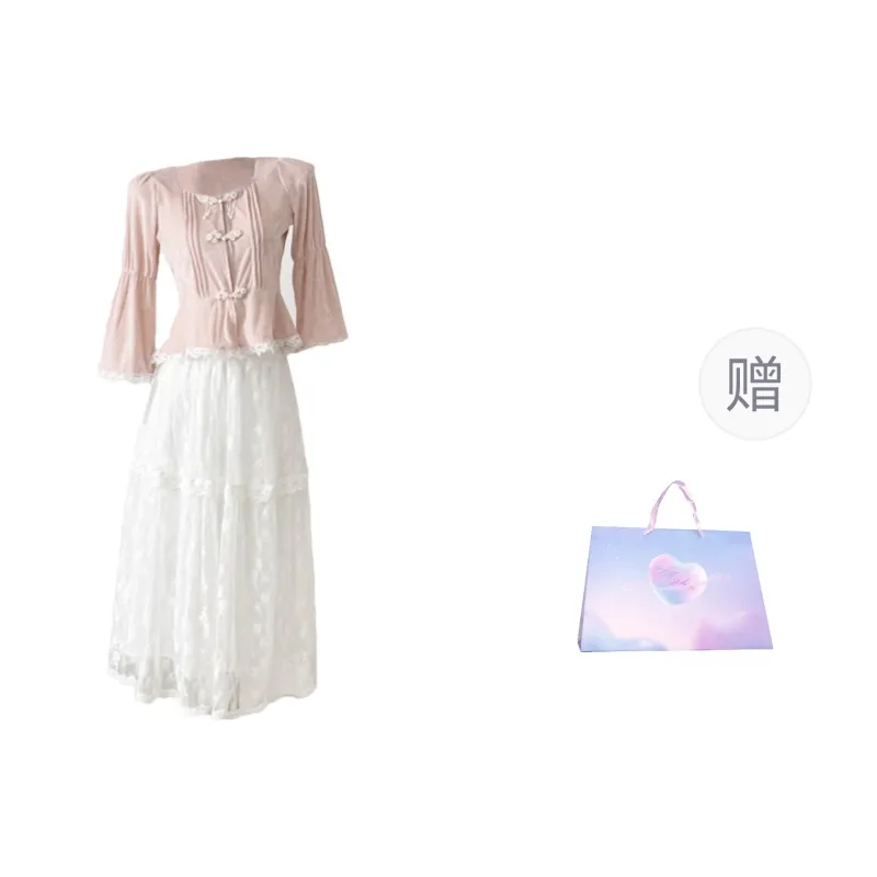 Aghr Skirt Set Women's Pink/White-2