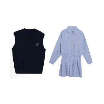 SNZX Two Piece Skirt Sets Women's Dark Blue+Light Blue