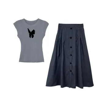 DOKZB Summer Skirt Set Women's Gray