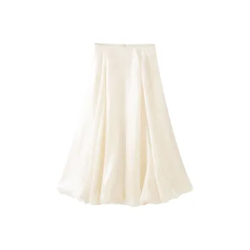 COMMON VALUE Spring Casual Long Skirt Women's Lily Of The Valley Jade White