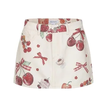 URBAN REVIVO Casual Short Skirts Women's Beige Yellow Print