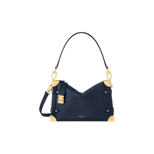 LOUIS VUITTON SIDE TRUNK Cow Leather Shoulder Bag, Crossbody Bag, Handbag Medium Size Women's Marine Blue