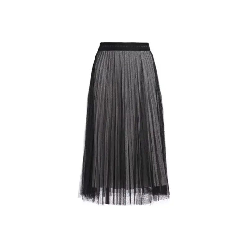 QIAOWANNI Casual Long Skirts Women's Hazy Gold Thread Mesh-0