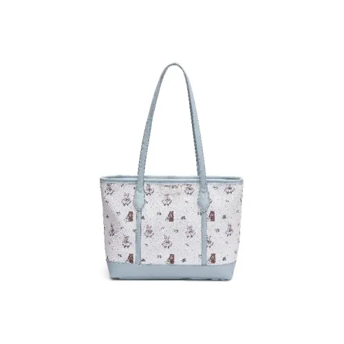 TOUTSEUL YOLO PU Tote Bag, Shopping Bag, Shoulder Bag Women's Sky Blue/Pink