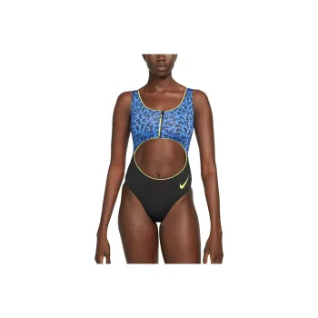 Nike SS22 Party Dots Swim Party Dots Cutout One-piece Swimsuit Women's Pacific Blue