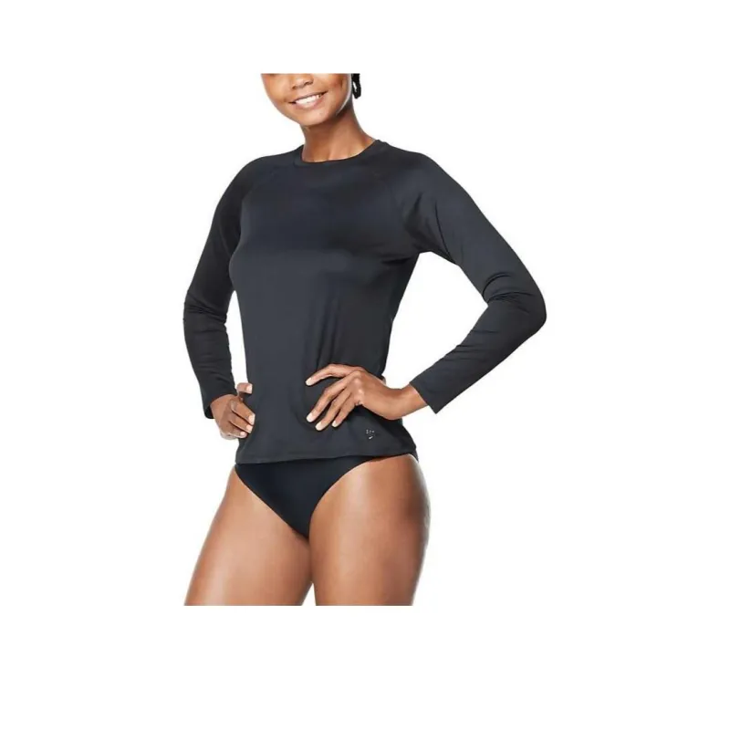 Speedo Long Sleeve Swim Tee Black Two Piece Swimsuit Women's-0