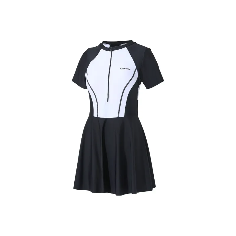 QIAODAN One piece Swimsuit Women's Black White-0