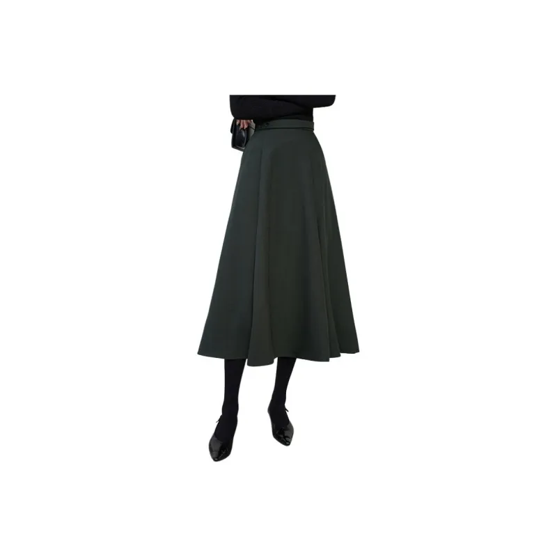 Late White Casual Long Skirt Women's Dark Gray-0