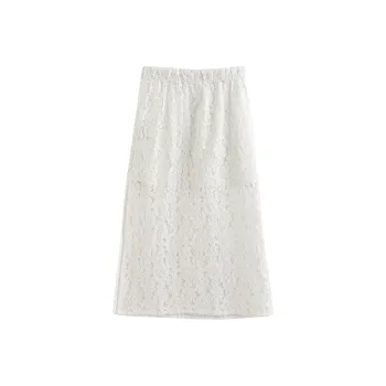 Initial Language Casual Long Skirts Women's White