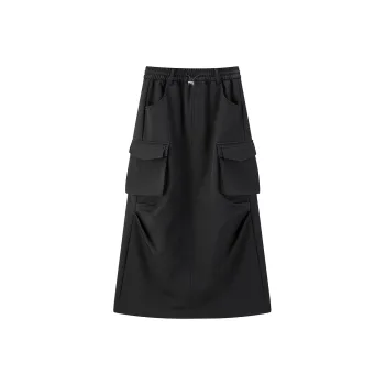 PEACEBIRD Casual Long Skirt Women's Black