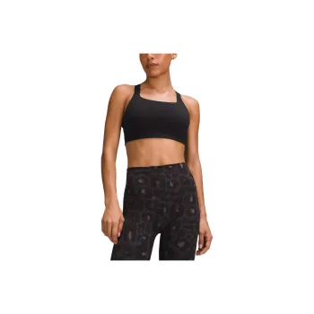 Lululemon Ultralu Square-Neck Workout Bra Sport Vests Women's Black