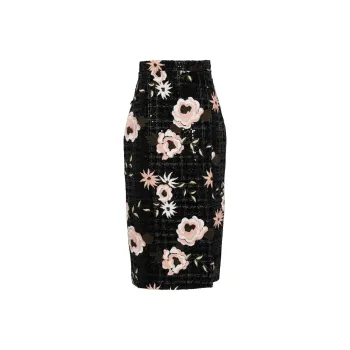 ELIE SAAB Embroidered Tweed Skirt