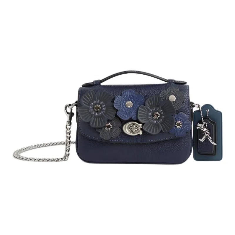 COACH Cassie Leather One Shoulder Handbag Mini Women's Marine Blue-0