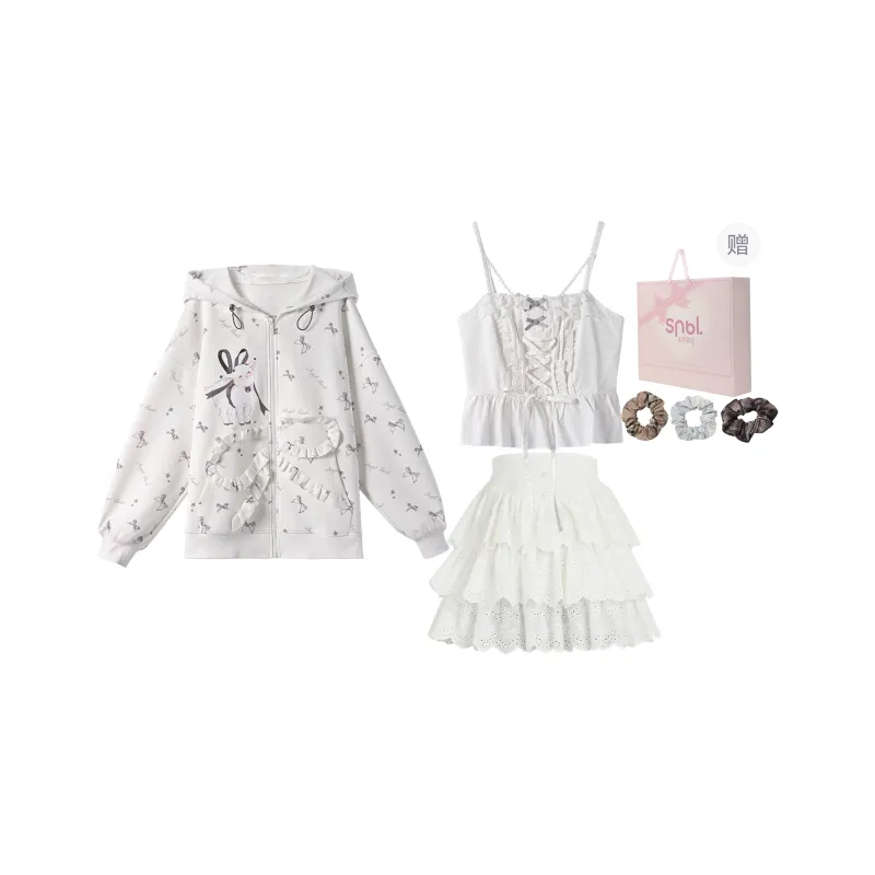 SNBL Skirt Set Lamb Pudding Women's Coat+Skirt+Camisole-0