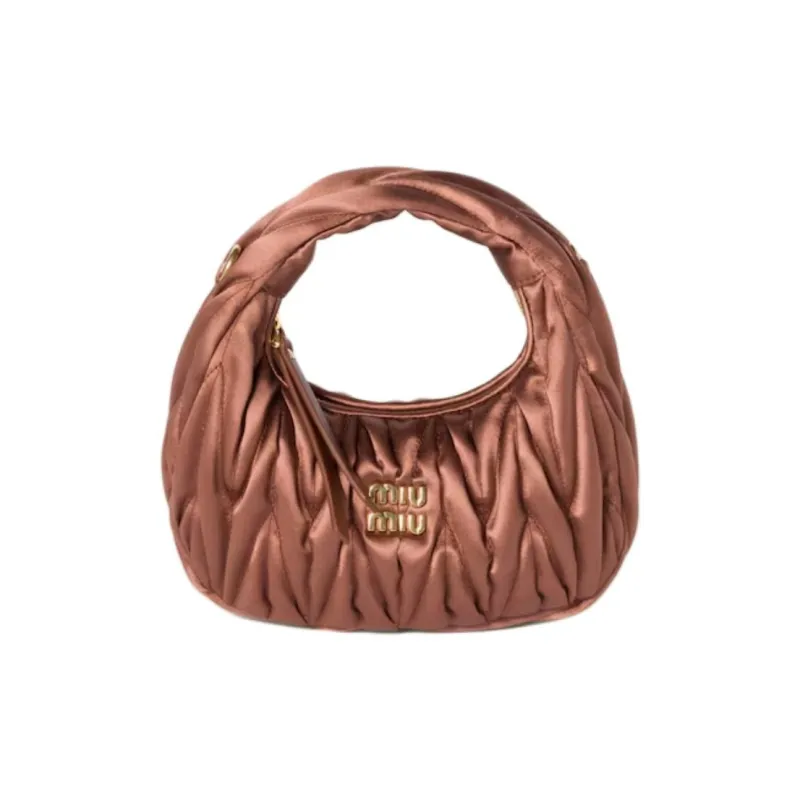 MIU MIU Wander Series Silk One Shoulder Handbag Mini Women's Cocoa Brown-0