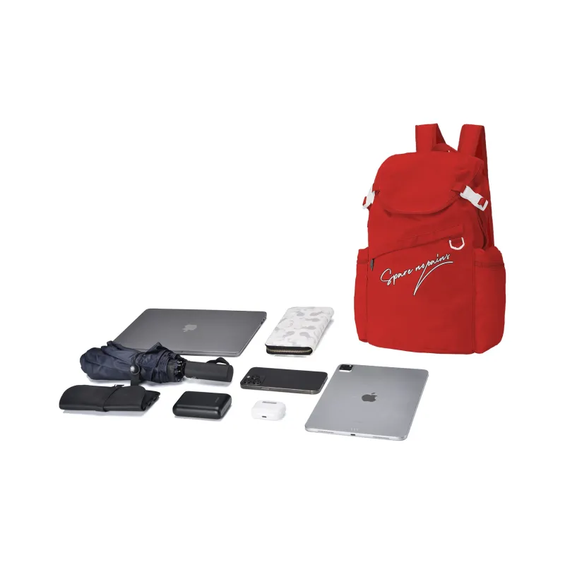 TURN UP Polyester Backpack Unisex Red-4