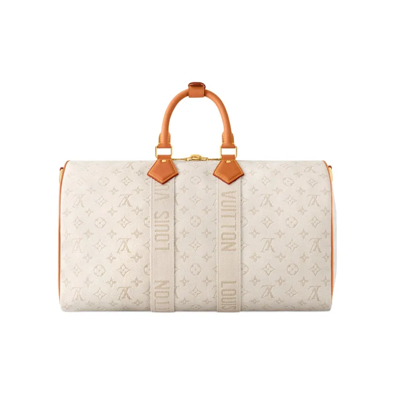 LOUIS VUITTON KeepallBandoulière 45L Coated Canvas Travel Bag Men's Beige & Brown-2