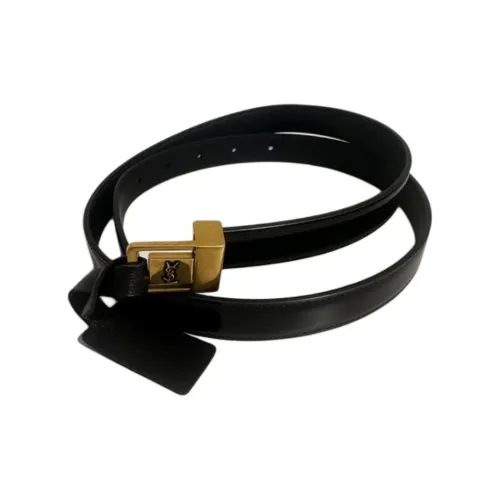 SAINT LAURENT Calfskin, Metal Leather Belts Women's Black  