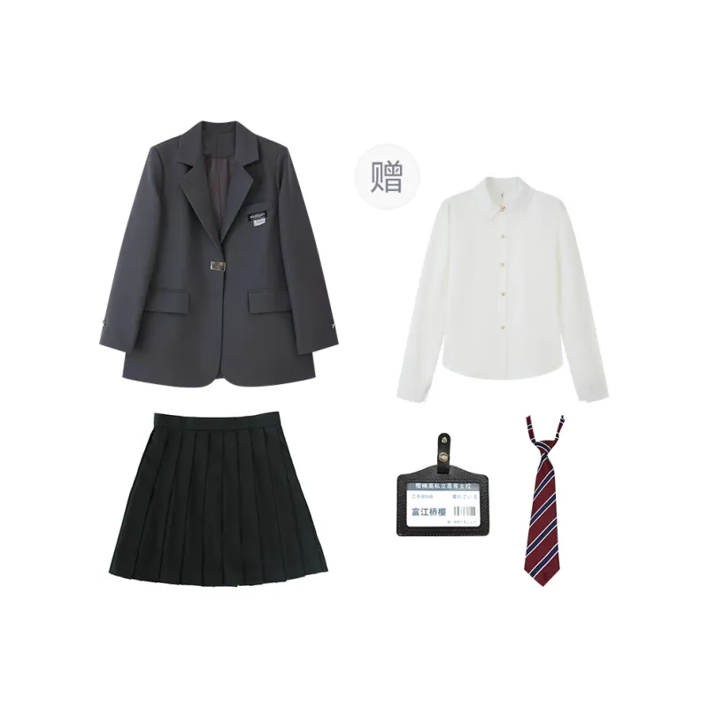 YuChaJia Uniforms Women's Set Gray Business Suit+Skirt-0
