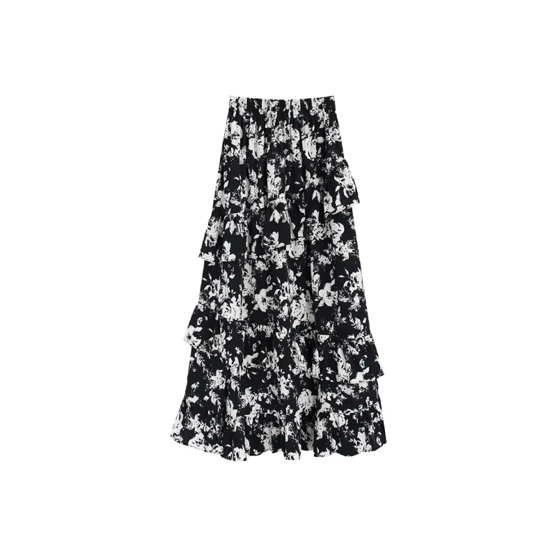 Garbege Casual Long Skirts Women's Black-0