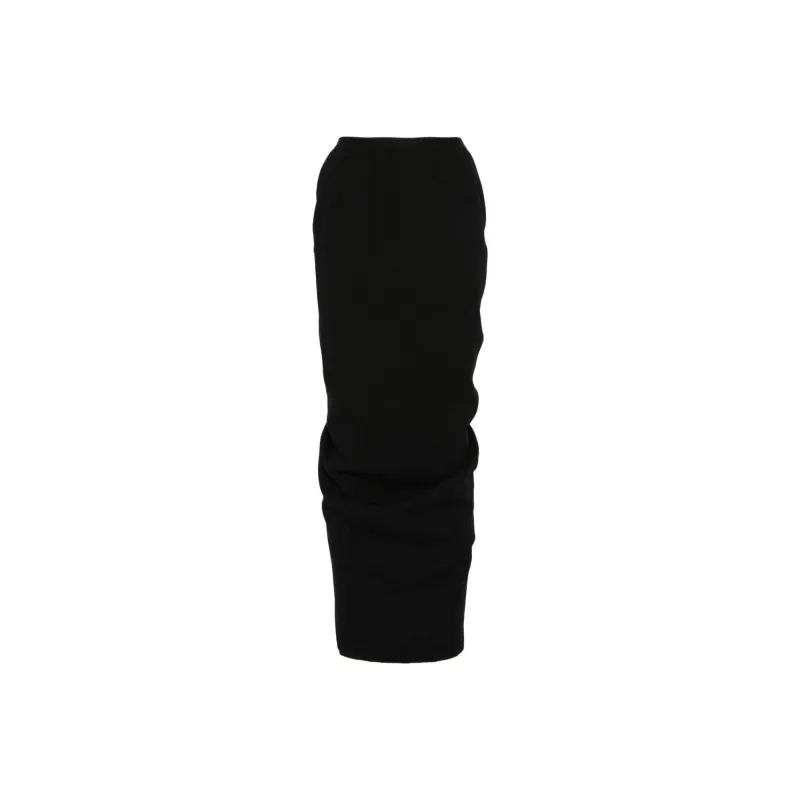 RICK OWENS Wool Pillar Long Skirt Black-0