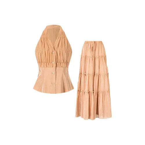 QIAOMONVHAI Skirt Set Women's Orange