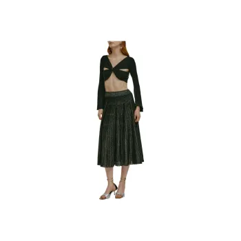 Antonino Valenti Casual Long Skirt Women's Black Gold