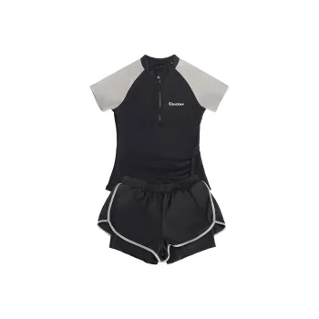 QIAODAN Two Piece Swimsuit Women's Two Piece Set Black Gray