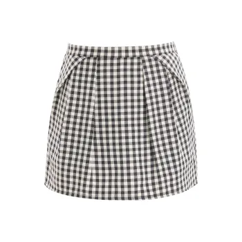Rose Casual Short Skirts Women's Black White Plaid
